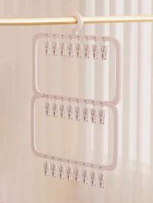 1pc Space-Saving Multi-Function Clip Drying Rack, Suitable For Socks And Underwear, Efficient Clothes Drying Rack, Suitable For Bedroom, Bathroom And Dorm Decor, Holiday Room Home Bed Decor, Can Hang Dresses, Long Pants, Shoes, Jeans, Boots, Skirts, Spring Minimalist Summer Tops - Multicolor - View 13