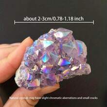 Natural Crystal Aura Amethyst Cluster Titanium Bonded High Decoration Crystal, Natural Angel Aura Rainbow Crystal Stone DIY Home Collection Decorative - Purple - View 13