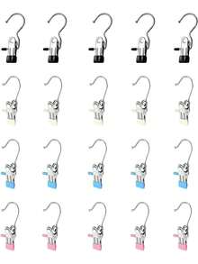 Multi-Color Adjustable Clips, Non-Slip And Non-Marking Clips, Brushed Metal Pants Clips, Portable Shoe Drying Clips, Multi-Functional Clips, Suitable For Home And Clothing Store Use, Dormitory And Holiday Decoration - Multicolor - View 2