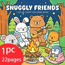 [NEW SNUGGLY FRIENDS Coloring Book] 1pc Original Coloring Book ,22 Pages Single-Sided Printing,Clear Lines And Exquisite Patterns,Ideal For Relaxation | Perfect Gift For New Year, Christmas,Birthdays,School Holidays,Perfect For Adults & Teens & Child - Single Piece - View 3