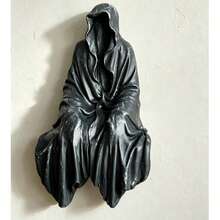 Mysterious Black Robe Statue - Resin Quirky Decorative Statue Gothic Style Sitting Figure Suitable For Bookshelf Office Desk Garden Yard Car Small Ornament Gift For Friends Family Home Decor - 1PC - View 4
