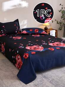 1pc Ultra-Soft Printed Bed Sheet, Lightweight As A Cloud, Soft And Breathable, Suitable For Various Bed Sizes - Single, Double, Queen, King. Machine Washable, Essential For Home And Student Dorms, Back To School Season, All Seasons, Room Decor - Multicolor - View 1