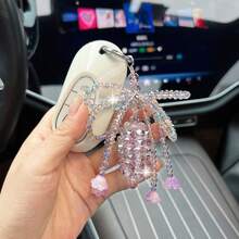 1Pc Crystal Bellflower Beaded Keychain, Tassel Alloy Key Ring, Bag Charm Pendant For Backpack Car Keys, Halloween Christmas Holiday Gift - Multicolor - View 7