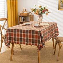 1pc Rust Orange Plaid Autumn Decorative Tablecloth, Thanksgiving Harvest Theme Farmhouse Style Dining Table Decor, Suitable For Kitchen, Dining Room, Holiday Party, Home Decor - Multicolor - View 10
