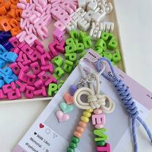75/150pcs Large Acrylic Beads, Seven Color Decorative Beads Mixed With Random Letter Beads, Suitable For Handmade Loose Beads, Shoe Buckles, Phone Chains, Keychains, Bag Decorations, Jewelry Accessories Bracelets - Multicolor - View 6