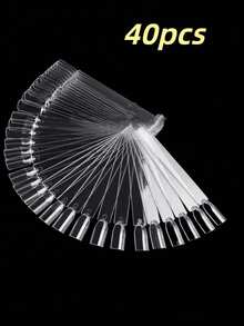 20/40 Nail Practice Tips, Clear Nail Color Chart Sticks With Ring, Fan-Shaped Nail Tips, False Nail Sample Sticks, Nail Practice Color Display, Clear Board, For Displaying Nail Designs - Multicolor - View 12