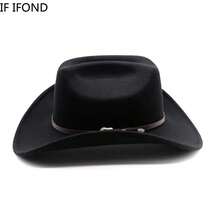 Sombrero de vaquero occidental Vintage para Hombre, vaquera de Jazz para caballero con ala ancha de cuero, Sombrero para Iglesia, Gorras para Hombre YDAY - Negro01 - Ver 9