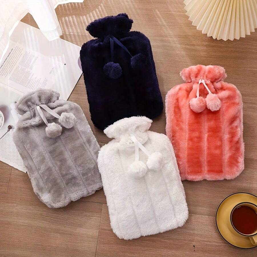 Removable And Washable Fabric Cover Hand Warmer, Large Capacity Hot Water Bottle, PVC Thickened Fillable Hand Warmer, Portable Winter Warmth Design, Multiple Styles And Colors Available, Hot Water Bottle - Multicolor - View 1