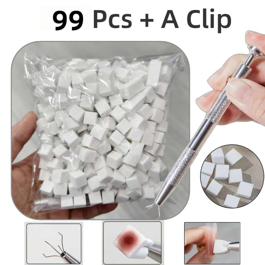101pcs Sponge Nail Art Tool Set With Clips, Suitable For Salon And Home Use, Nail Painting Gel Gradient Blending Coloring Sponge, Specially Designed For Nail Care - One Size Fits All - View 1