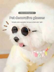 1 Set Pet Mini Cool Sunglasses With Anti-Slip Strap, Fashion Creative Pet Accessory, Multi-Color Universal Glasses For Small Cats And Dogs, Holiday Birthday Photo Prop - Multicolor - View 14