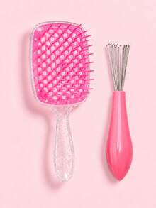 1set/1pc Shiny Handle Detangling Massage Comb, Wide Tooth Comb For Comfortable Styling, Easily Say Goodbye To Tangled Hair, Flexible And Elastic Bristles, No Pulling During Combing, Suitable For Dry And Wet Hair, Ideal For Home Use Or Travel, Rounded Bristles For Comfortable Touch, Gently Massage Scalp While Combing, Flat Surface, Easy To Clean Entangled Hair, Washable To Keep Clean, Lightweight And Portable - Multicolor - View 8