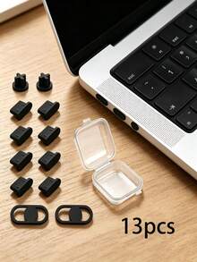 Type C Dust Plug Set With Storage Box, Silicone Anti Dust Port Cover Protector, Anti-Lint Waterproof Dust Stopper For Laptop Phone Electronic Devices, 4/13/90pcs - B - View 1