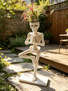 3 Poses Yoga Skeleton Planter Funny Human Bone Air Plant Base Gothic Desktop Garden Decor Halloween Quirky Succulent Small Flower Pot - Yoga Skeleton - View 6