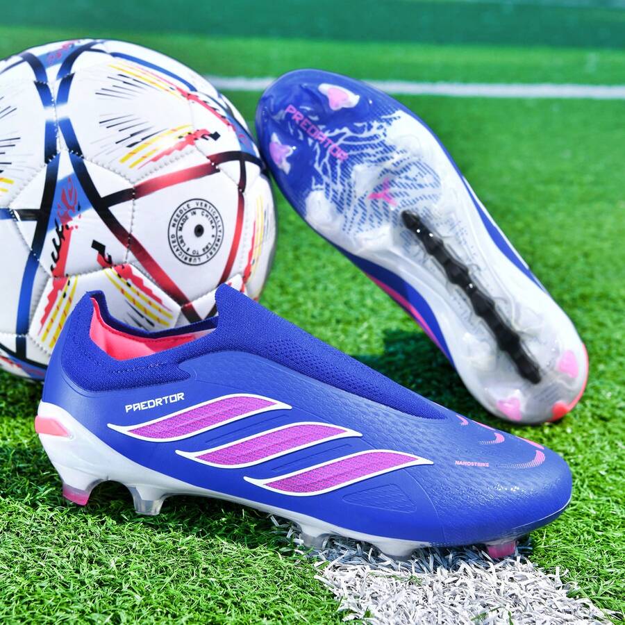 1 Pair World Cup Style Latest Men's Football Shoes, AG Long Stud Turf Training Boots - Blue - View 1