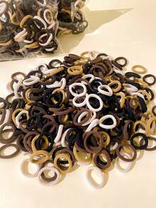 100pcs Women's Solid Color Casual Elastic Hairbands Ponytail Holder No Damage - Multicolor - View 2