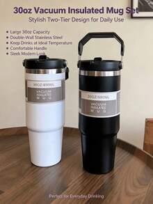 1pc Single Insulated Car Cup Holder Iced Coffee Mug With Handle, Portable Car Cup Holder Suitable For Outdoor, Car, Office, Commute, Travel, Camping And Daily Use - Multicolor - View 2
