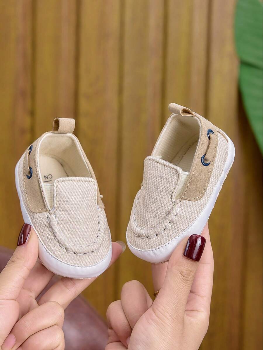Newborn Shoes, Casual Slip-On Infant Pre-Walker Shoes, 0-1 Years Old Simple Lightweight Unisex Infant Cloth Shoes, Suitable For Spring And Autumn - Apricot - View 1