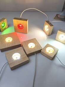 2 Buah Lampu Malam LED 6CM, Alas Lampu LED Kayu Solid, Lampu Malam Dekorasi Meja, Antarmuka USB, Cocok untuk Kaca, Bola Kristal, Resin, Dekorasi DIY. Dapat Diberikan Sebagai Hadiah - Dudukan kayu USB - View 3