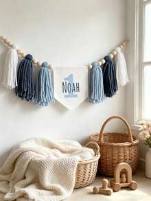 Personalized Birthday Banner, Birthday Tassel Banner, Party Hats And Birthday Decorations, Customized Name High Chair Banner - Multicolor - View 5