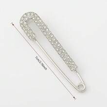 5Pcs Shiny Silver Rhinestone Safety Pin Brooches, Faux Crystal Decorative Pins For Women, Shirt Dress Collar Hat Waistband Clothing Accessories - Silver - View 5