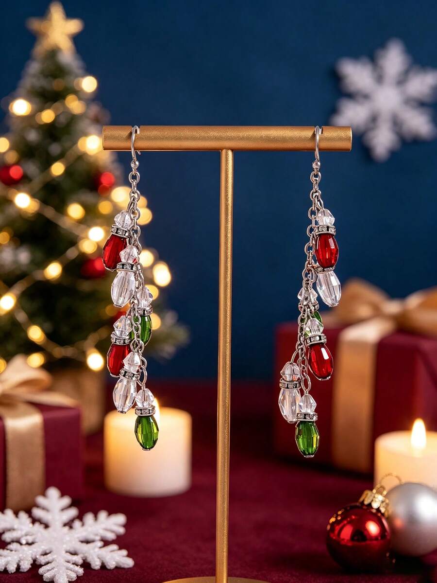 Christmas Colorful Light Pendant Earrings, Fashionable & Exquisite Christmas Earrings, Gift For Friends, Holiday Gift - Style 7 - View 1