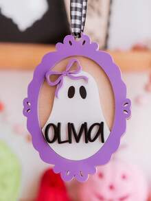 Personalized Ghost Name Tag Halloween Gift Tag Kids Ghost Ornament Halloween Custom Name Acrylic Ghost Basket Tag Halloween Gift Name Tag - Halloween Name Pendant - View 8