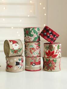 1pc Burlap Christmas Ribbon Christmas Tree Garland Decoration Ribbon Woven Tape Party Supplies Atmosphere Decor Colorful Ribbon - Multicolor - View 2
