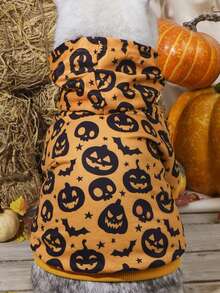 LUCKIE PAW 1pc Halloween Ghost Pattern Pet Sweatshirt, Physical Flea Prevention, Reduces Shedding, Warm & Breathable Dog Vest, Suitable For Small & Large Dogs And Cats, Indoor & Outdoor - Orange - View 2