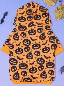 LUCKIE PAW 1pc Halloween Ghost Pattern Pet Sweatshirt, Physical Flea Prevention, Reduces Shedding, Warm & Breathable Dog Vest, Suitable For Small & Large Dogs And Cats, Indoor & Outdoor - Orange - View 8