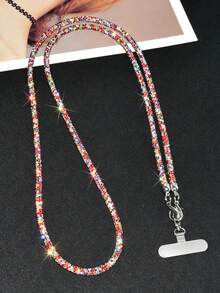 Rhinestone Phone Lanyard Wrist Strap Anti-Loss Rope Women's Fashion Hanging Chain Full Rhinestone Halter New Luxury High-End Phone Case Crossbody Lanyard Wearable Sparkling Rhinestone Pendant - Multicolor - View 43