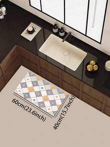 1pc Geometric Rhombus Diatom Mud Kitchen Floor Mat, Rubber Non-Slip Bottom Oil-Resistant, 3.5mm Cuttable, Minimalist Ins Style, Kitchen Countertop Dining Table Multi-Scene Decorative Mat - Multicolor - View 12