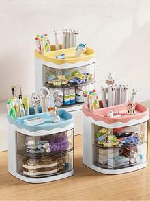 1pc Children's Hair Accessories Rotating Storage Box, Multi-Layer Plastic Storage Box, Drawer Storage Box, Baby Hair Accessories Organizer, Travel Cosmetic Organizer And Cosmetic Storage, Rotatable Storage For Hair Clips, Hair Accessories, Hair Bands, Makeup Sponges, Jewelry, Rings And More, Dust-Proof Box, Holiday Gift, Halloween Gift - View 7