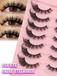 7 Pairs Natural Fluffy False Eyelashes, Soft & Lightweight Faux Mink Lashes, 8-18mm D Curl 3D Wispy Lashes, Black Band Cat Eye Effect, Eye-Enhancing, Comfortable For Daily Makeup - View 2