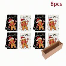 2/4/6 pcs Serbet Dapur Natal Motif Gingerbread Man, Set Handuk Dapur Natal - MultiWarna - View 8