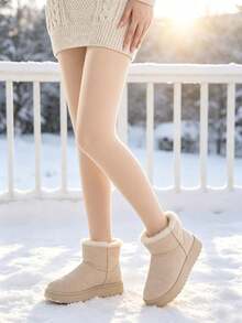 1pc Women's Autumn/Winter Apricot Thin Warm Leggings, Comfortable Fashion Leggings For Daily Wear, Party, Matching With Skirts - Multicolor - View 6