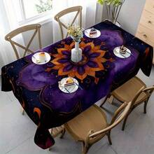 2D Flat, 1pc Soft, Fashionable And Beautiful Purple Mandala Pattern Tablecloth, Dining Table/Coffee Table/Desk/Coffee Table, Picnic/Outdoor Dining Table/Camping Dining Table, Exquisite Lifestyle, Home Fabric - A - View 7