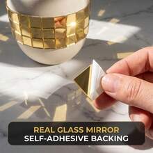 100pcs Self-Adhesive Gold Square Vacuum Plated Shiny Mirror Tiles, 10x10mm, DIY Mosaic Craft Material For Photo Frame Decoration, Wall Art Decor, Artistic Creation Embellishment, Easy To Stick With Back Adhesive, Shiny Reflective Effect, Creative Home Decor Small Mirror Pieces - Single Piece - View 3