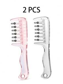 2/1PC Elastic Roller Transparent Liquid Dispensing Comb, Oil-Free, Massage Hair Brush, Scalp Essential Oil Dispensing Comb, Wide Tooth Application Comb, Crystal Comb, Home Essential Oil Care Massage Comb, Suitable For Curly Hair, Straight Hair, Applicable For Home, Hair Salon, Dressing Table, Bedroom, Bathroom, Travel Essentials. - Multicolor - View 9