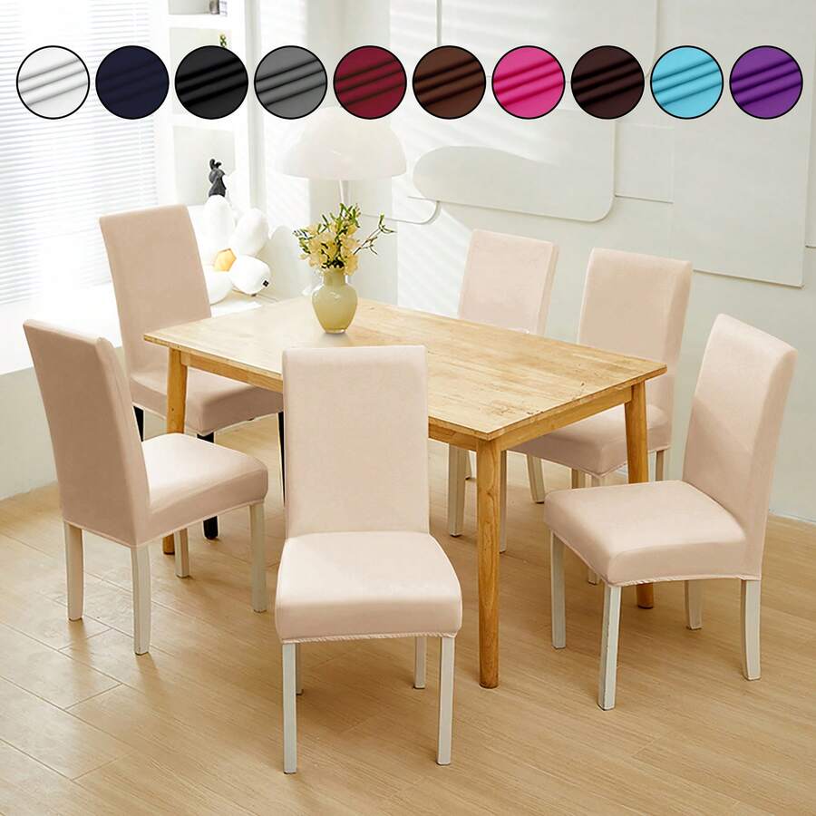 1/2/4/6pcs Solid Color Chair Covers, Decorative Dust-Proof Elastic Full-Coverage Chair Covers, Removable And Washable
