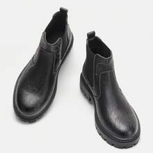 Men's Casual Chelsea Boots, Business Commute Men's Boots, Lightweight Comfortable, Vintage Thick Sole Ankle Boots - Black - View 1