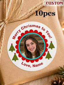 1-100Pcs Personalized Custom Christmas Stickers, Holiday Alphabet Labels, DIY Gift Wrapping Decor, Scrapbook Embellishments, Party Decoration Supplies, Present Packaging Labels, Holiday Craft Accessories - Multicolor - View 9