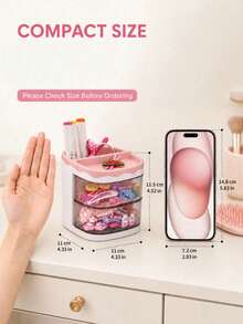 1pc Children's Hair Accessories Rotating Storage Box, Multi-Layer Plastic Storage Box, Drawer Storage Box, Baby Hair Accessories Organizer, Travel Cosmetic Organizer And Cosmetic Storage, Rotatable Storage For Hair Clips, Hair Accessories, Hair Bands, Makeup Sponges, Jewelry, Rings And More, Dust-Proof Box, Holiday Gift, Halloween Gift - View 10