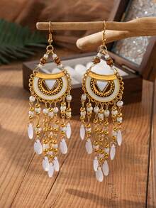 Grape Bunch Tassel Earrings 1 Pair - White - View 2