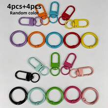 8pcs New Macaron Color Painted Door Buckle Spring Clip Keychain Pendant Creative Colorful Ring Bag Accessory (Random Color) - Multi-color - View 8