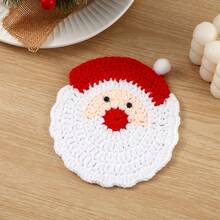 2PCS Santa Claus Knitted Coasters, Christmas Theme Knitted Car Cup Holders, Dual-Use For Car And Home, Holiday Creative Decorative Gift - Santa Claus Woven Coaster - View 12