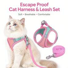 Escape Proof Cat Harness Vest, Soft Mesh Adjustable Walking Harness For Cats, Comfortable Outdoor Travel Vest For Kitten Puppy Random Color Leash - Multicolor - View 2