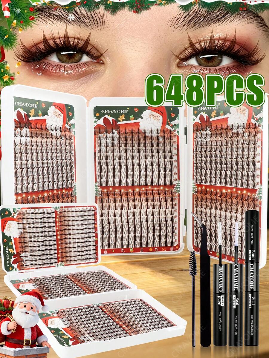 648 Pieces Of Brown False Eyelash Sets, Anime-Style False Eyelashes, 8-18mm In Length, Soft And Fluffy. The Sets Come With Glue, Tweezers And Eyelash Brush. Complete Eyelash Kit Lash Cluster Kit Anime Lashes Cat Eye Lashes Anime Lashes