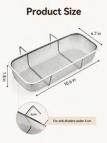 Stainless Steel Side Sink Drain Strainer Basket, Corner Hanging Sink Strainer Colander Drain Basket, Kitchen Sink Food Waste Filter And Vegetables Fruits Clean (Silver Rectangle) - L - View 11