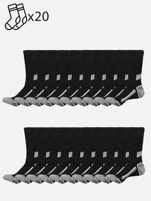 1/5/10/20 Pairs Men's Sports Mid-Calf Socks, Simple & Comfortable, Outdoor Fitness Socks - Multicolor - View 23