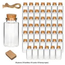 30Pcs Glass Bottles Mini Vials With Stoppers For DIY Decor Small Jars Mini Glass Bottles Tiny Glass Vials Lid Wedding Party Favors Art Crafts Storage Container Message Bottle DIY Craft Sample Containers(25ml) - Multicolor - View 9